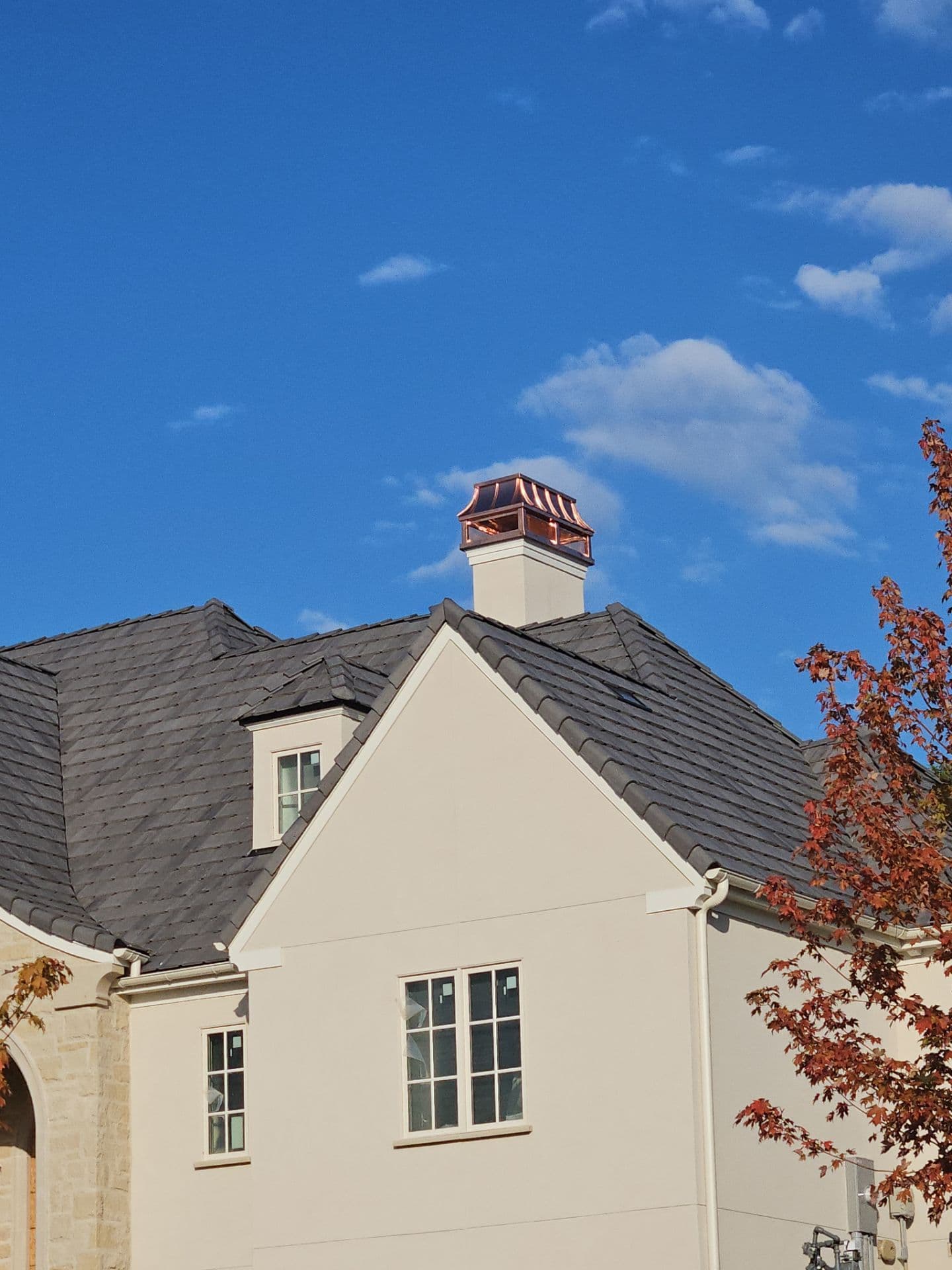 Finished custom copper chimney cap